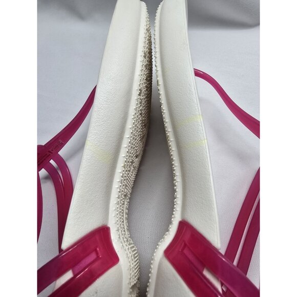 Crocs Isabella White And Pink T-Strap Iconic Comfort Sandal Size 9 Women's - Picture 8 of 15
